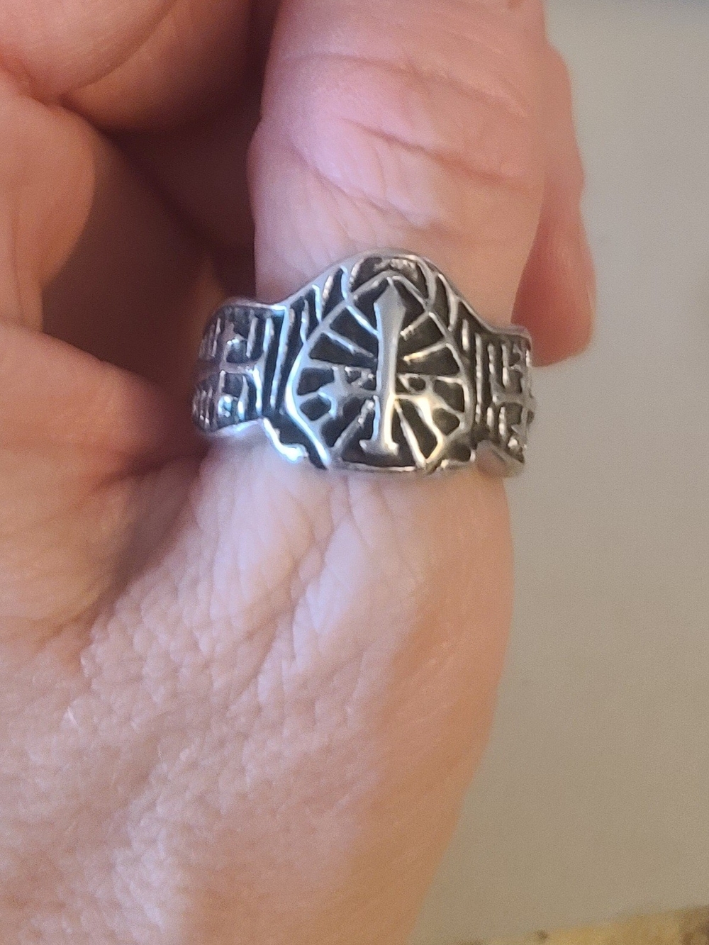Sterling Silver Tree of Life Men's Ring - Silver